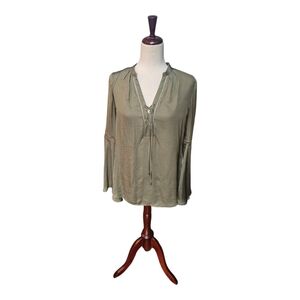 Gorgeous Boho Long Sleeve Silky Shirt Top Blouse